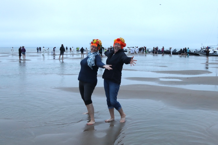Orange hat ladies, RNLI, bramble bank, swim blog